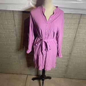A New Day Women's Pink Shirt Dress‎ Long Sleeve Belted Casual Career Dress